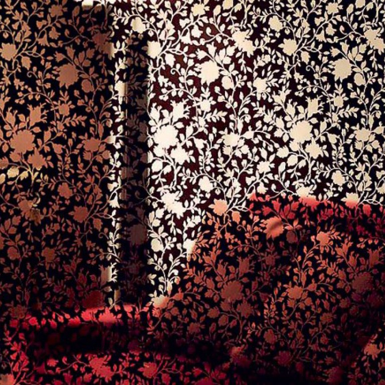 Black Oriental Flowers Window Film